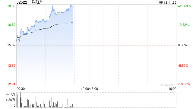 一脉阳光早盘持续上涨逾10% 公开发售一阶段获336.33倍认购