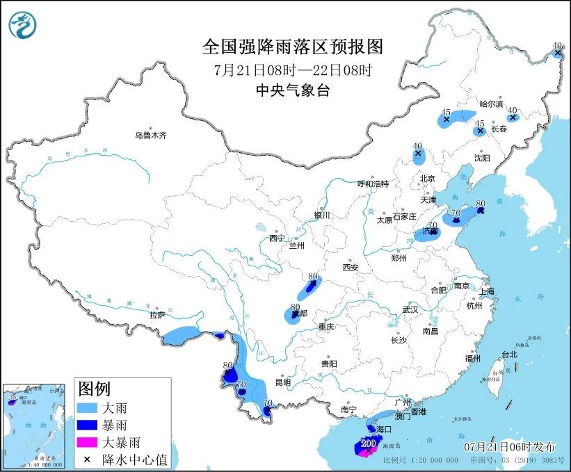 未来三天国内天气预报（7月21日）