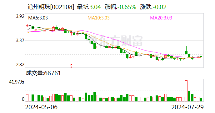 沧州明珠：2024年上半年净利8823.51万元 同比下降46.76%